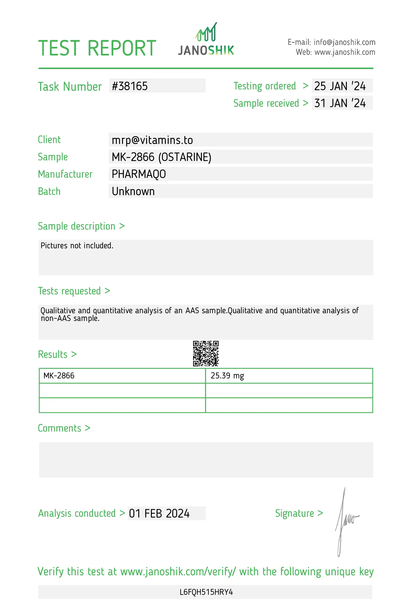 Ostarine MK2866 Pharmaqo Labs | 60caps/20mg - Image 3